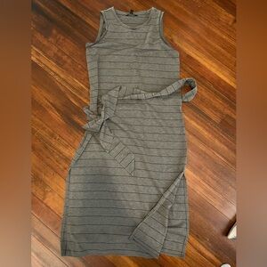 Sleeveless Gray Striped Dress